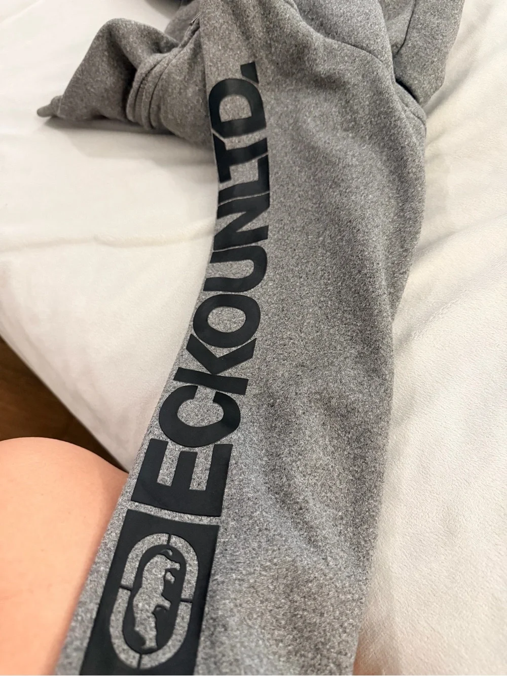 Ecko Unlimited Gray Full-Zip Hooded Sweatshirt with Sleeve Logo